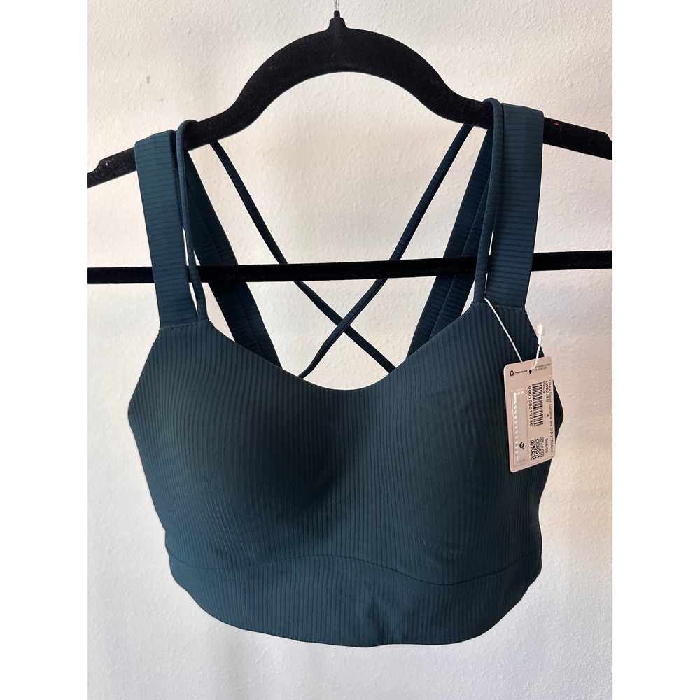 Lululemon Like a Cloud Longline Bra Ribbed D/DD Cup Iron Blue Size 4 LW2DJES